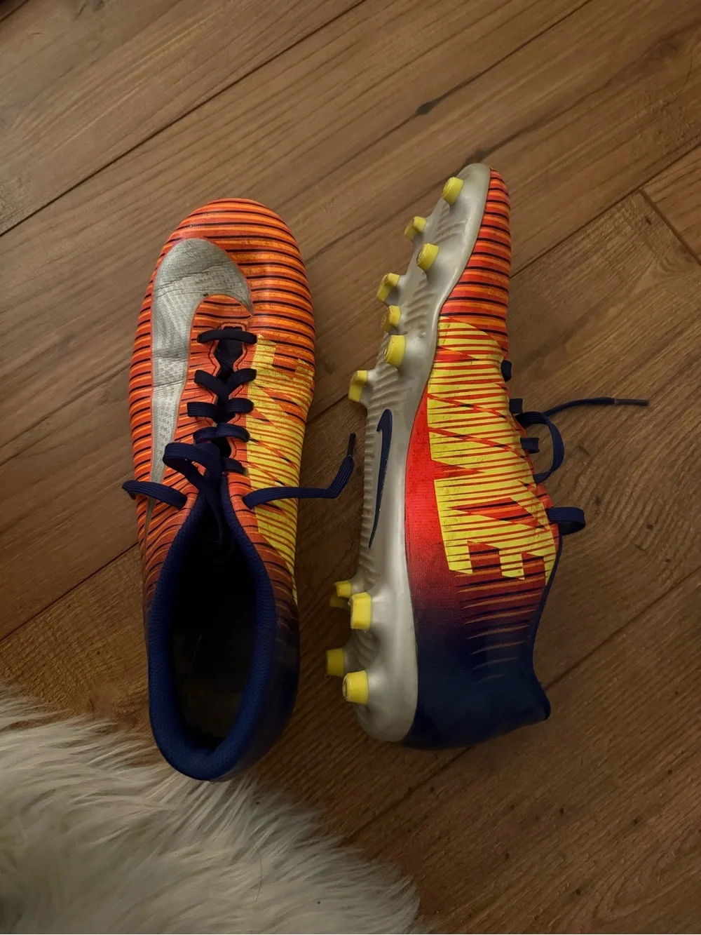 Nike Orange and Navy Mercurial Soccer Cleats